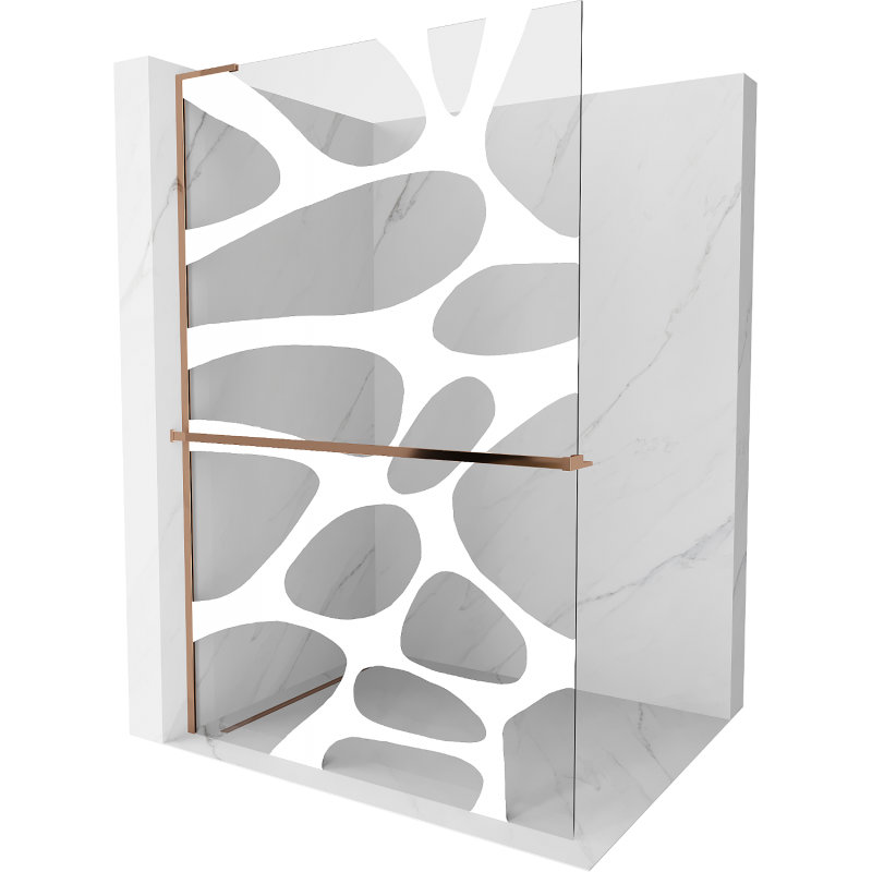 Mexen Kioto+ L shower screen with shelf Walk-in 70 x 200 cm, white wave, pink gold - 800-070-123-60-97