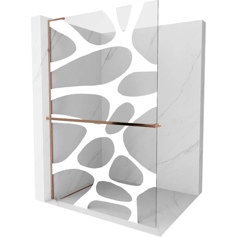 Mexen Kioto+ L dušisein riiuliga Walk-in 80 x 200 cm, valge laine, roosa kuld - 800-080-123-60-97