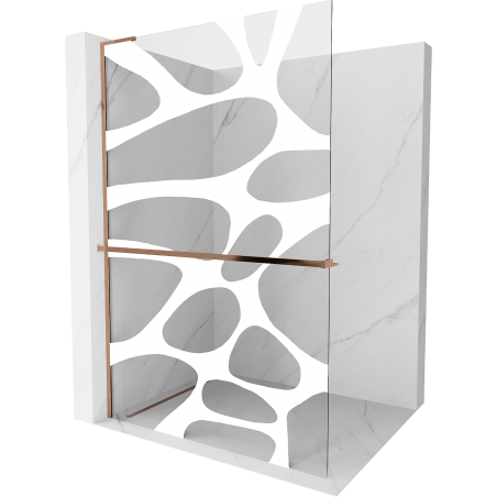 Mexen Kioto+ L Shower Wall with Shelf Walk-in 90 x 200 cm, White Wave, Rose Gold - 800-090-123-60-97