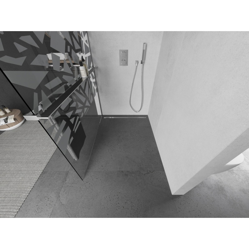 Mexen Kioto+ L dušisein riiuliga Walk-in 70 x 200 cm, valge muster, kroom - 800-070-123-01-85