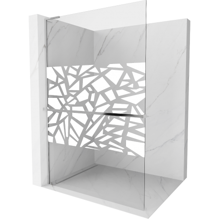 Mexen Kioto+ L paroi de douche avec étagère Walk-in 70 x 200 cm, motif blanc, chrome - 800-070-123-01-85