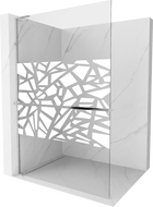 Mexen Kioto+ L Duschwand mit Regalfach Walk-in 80 x 200 cm, weißes Muster, Chrom - 800-080-123-01-85