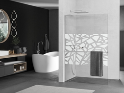 Mexen Kioto+ L Duschwand mit Regalfach Walk-in 80 x 200 cm, weißes Muster, Chrom - 800-080-123-01-85
