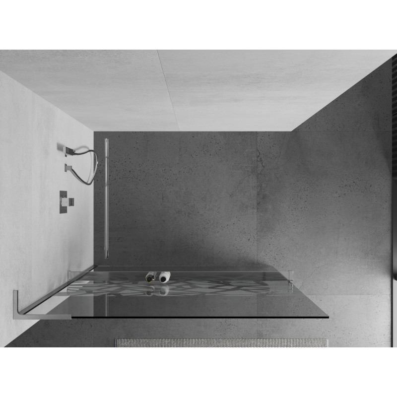 Mexen Kioto+ L dušisein riiuliga Walk-in 90 x 200 cm, valge muster, kroom - 800-090-123-01-85