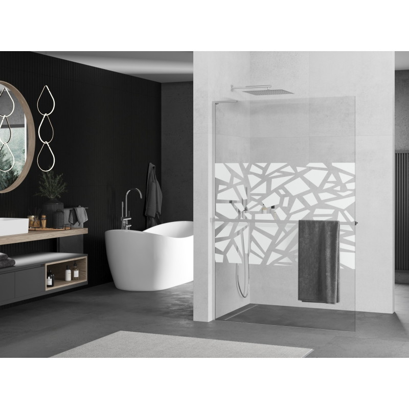 Mexen Kioto+ L dušisein riiuliga Walk-in 100 x 200 cm, valge muster, kroom - 800-100-123-01-85
