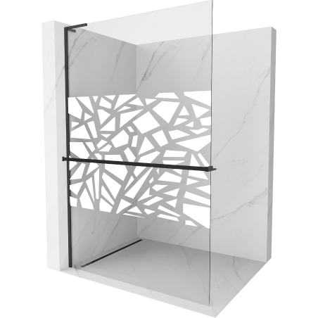 Mexen Kioto+ L paroi de douche avec étagère Walk-in 90 x 200 cm, motif blanc, noir - 800-090-123-70-85