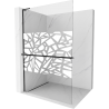 Mexen Kioto+ L paroi de douche avec étagère Walk-in 90 x 200 cm, motif blanc, noir - 800-090-123-70-85