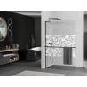 Mexen Kioto+ L Duschwand mit Regal Walk-in 100 x 200 cm, weißes Muster, schwarz - 800-100-123-70-85