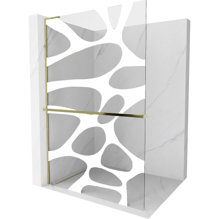 Mexen Kioto+ L paroi de douche avec étagère Walk-in 80 x 200 cm, vague blanche, or - 800-080-123-50-97