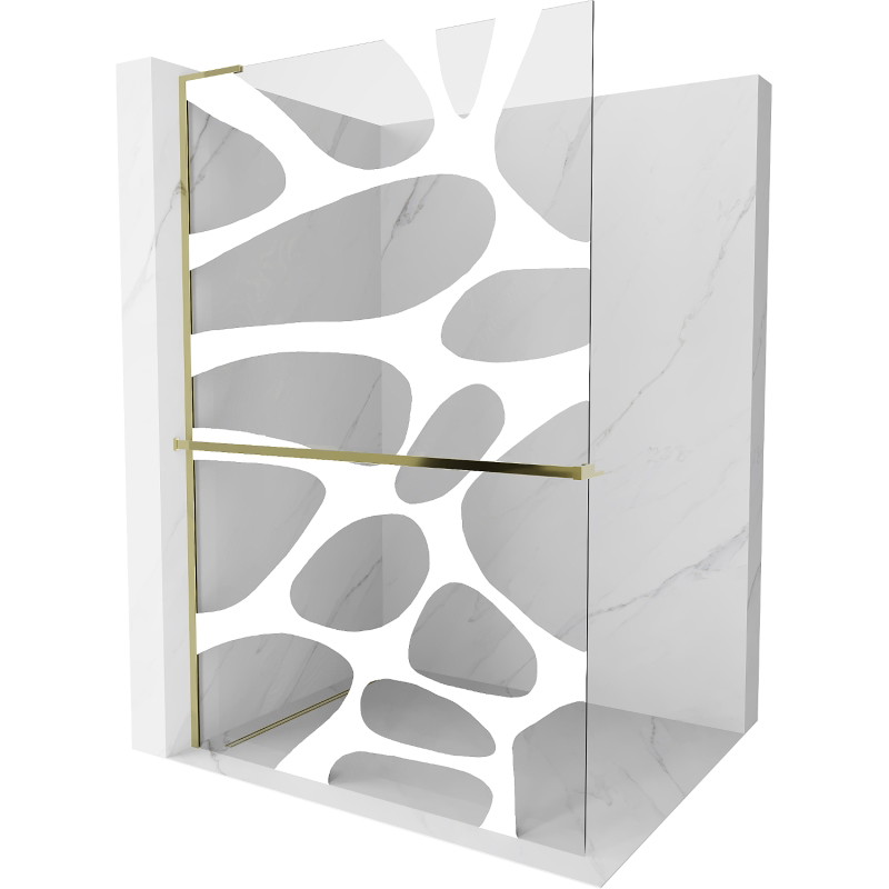 Mexen Kioto+ L dušisein riiuliga Walk-in 90 x 200 cm, valge laine, kuldne - 800-090-123-50-97