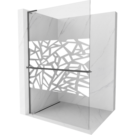 Mexen Kioto+ L panel de ducha con estante Walk-in 110 x 200 cm, patrón blanco, gris pistola cepillado - 800-110-123-66-85