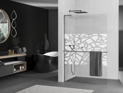 Mexen Kioto+ L zidni panel s policom Walk-in 90 x 200 cm, bijeli uzorak, pištolj siva brušena - 800-090-123-66-85