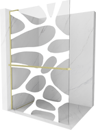 Mexen Kioto+ L dušiseinaga koos Walk-in riiuliga 70 x 200 cm, valge laineline, kuldne harjatud - 800-070-123-55-97