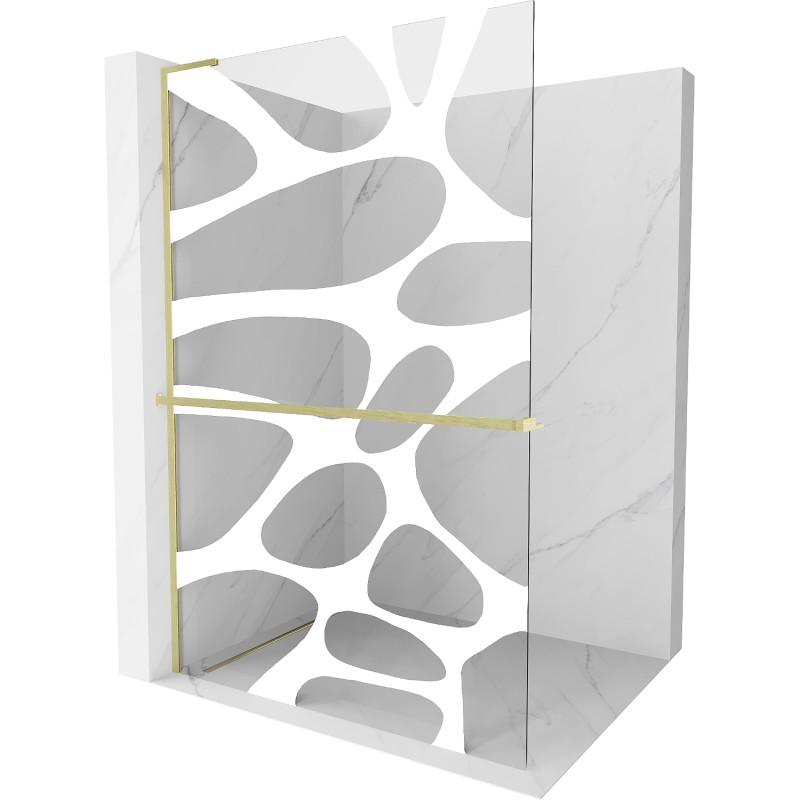 Mexen Kioto+ L dušisein koos Walk-in riiuliga 90 x 200 cm, valge laine, harjatud kuldne - 800-090-123-55-97
