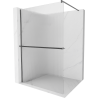 Mexen Kioto+ shower wall with Walk-in shelf 110 x 200 cm, stripes, gun gray brushed - 800-110-121-66-09