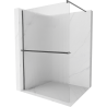Mexen Kioto+ Walk-in shower wall with shelf 130 x 200 cm, stripes, brushed gun gray - 800-130-121-66-09