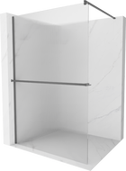 Mexen Kioto+ duschvägg med hylla Walk-in 110 x 200 cm, ränder, gun metal - 800-110-121-95-09