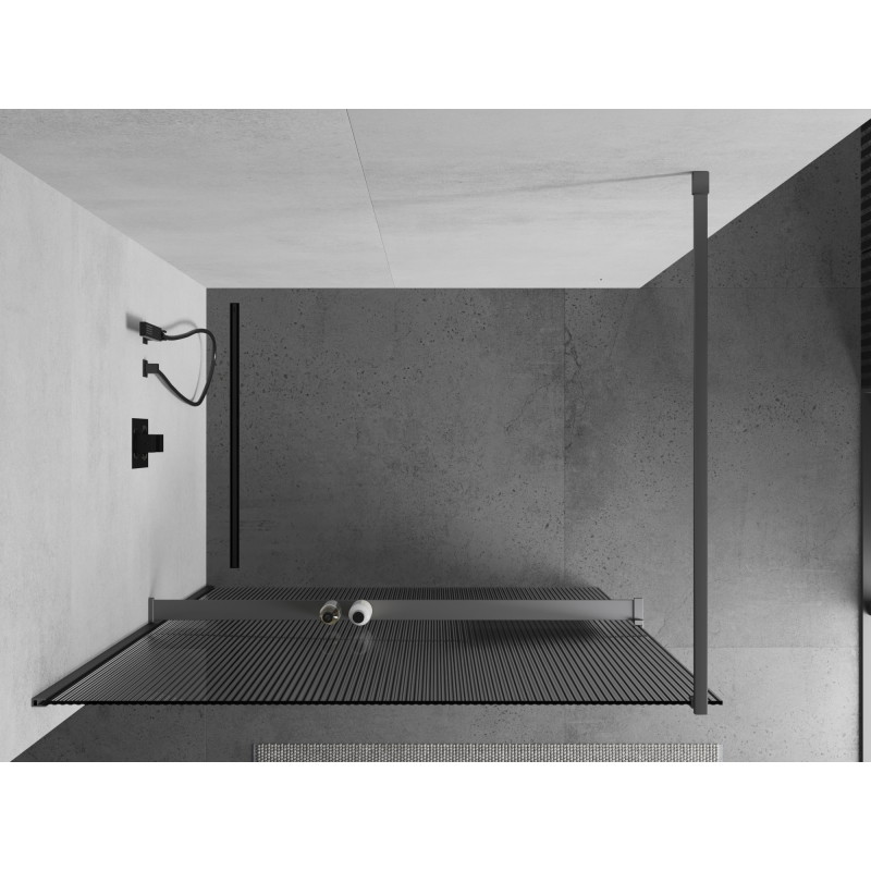 Mexen Kioto+ dušisein riiuliga Walk-in 140 x 200 cm, triibuline, gun metal - 800-140-121-95-09