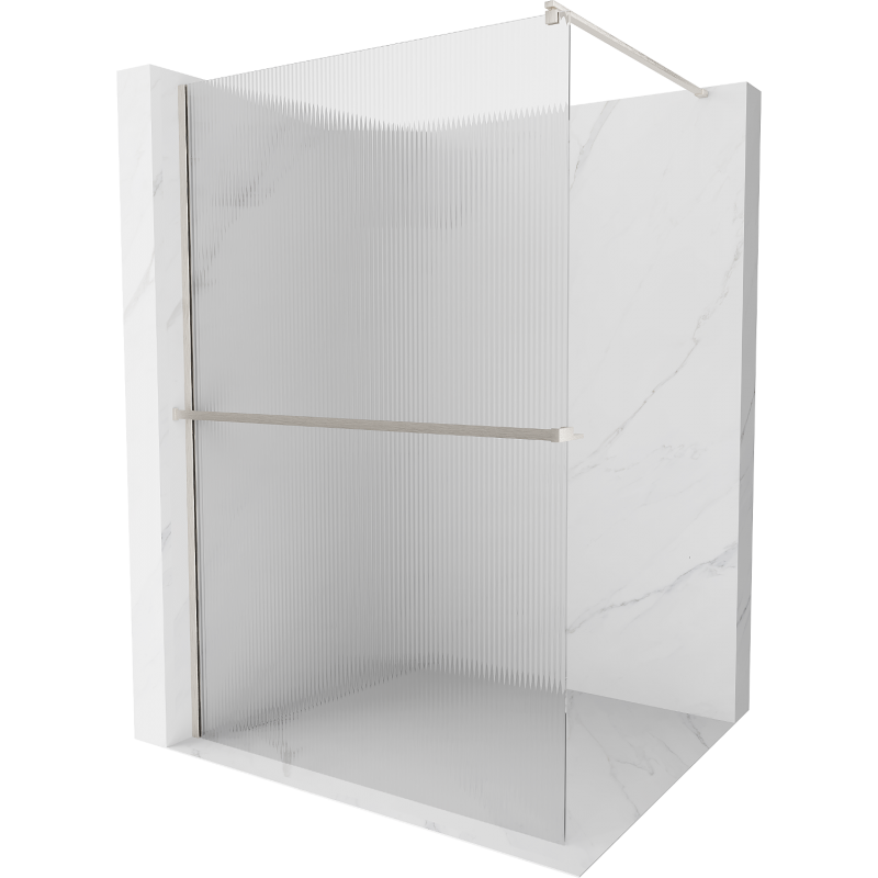 Mexen Kioto+ shower wall with Walk-in shelf 70 x 200 cm, stripes, brushed nickel - 800-070-121-97-09