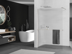 Mexen Kioto+ zid za tuš s policom Walk-in 100 x 200 cm, pruge, brušeni nikal - 800-100-121-97-09
