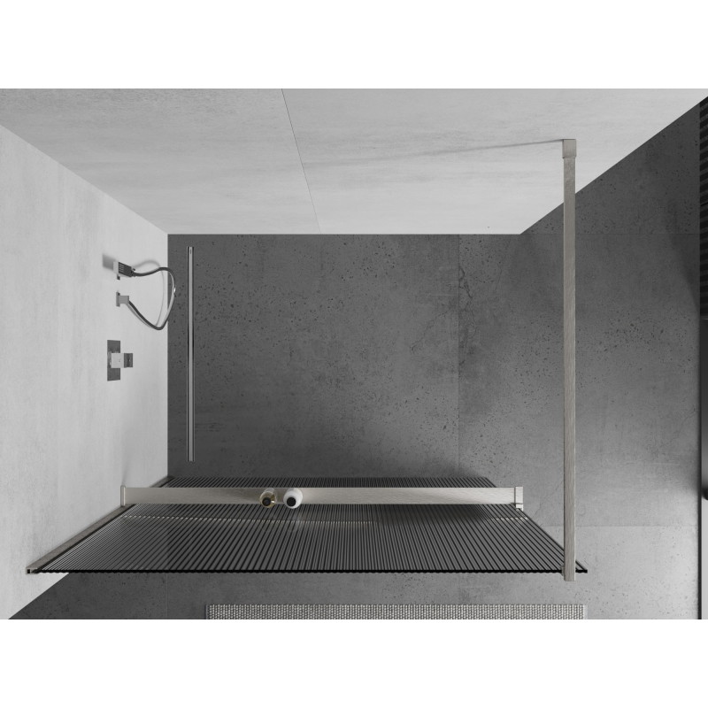 Mexen Kioto+ dušiseina riiuliga Walk-in 100 x 200 cm, triibuline, harjatud nikkel - 800-100-121-97-09