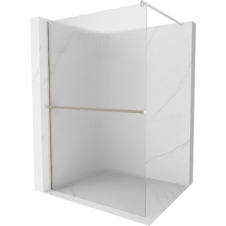 Mexen Kioto+ paroi de douche avec étagère Walk-in 140 x 200 cm, rayures, nickel brossé - 800-140-121-97-09