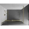 Mexen Kioto+ shower screen with Walk-in shelf 140 x 200 cm, stripes, brushed gold - 800-140-121-55-09