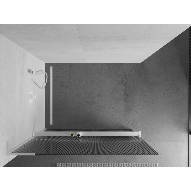 Mexen Kioto+ L dušisein riiuliga Walk-in 70 x 200 cm, triibuline, valge - 800-070-123-20-09
