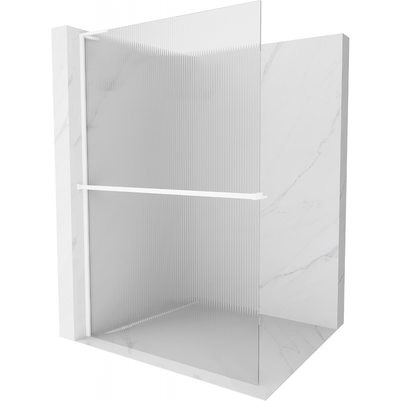 Mexen Kioto+ L Pannello doccia con ripiano Walk-in 110 x 200 cm, righe, bianco - 800-110-123-20-09