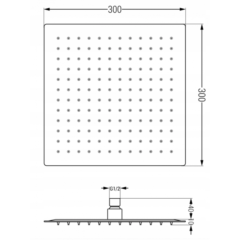 Mexen Slim sadesuihku 30 x 30 cm suihkuvarrella, grafiitti - 79130112-66