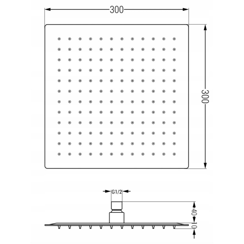 Mexen Slim takdusch 30 x 30 cm med duscharm, borstad gun gray - 79130112-66