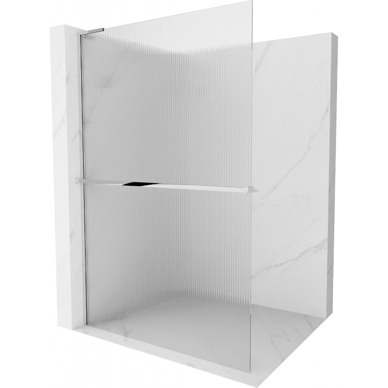 Mexen Kioto+ L paroi de douche avec étagère Walk-in 80 x 200 cm, rayures, chrome - 800-080-123-01-09