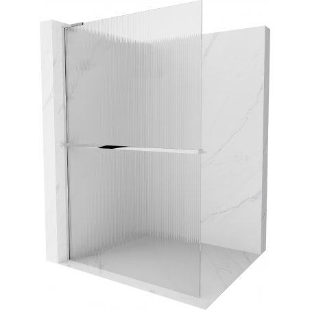 Mexen Kioto+ L ścianka prysznicowa z półką Walk-in 90 x 200 cm, prążki, chrom - 800-090-123-01-09