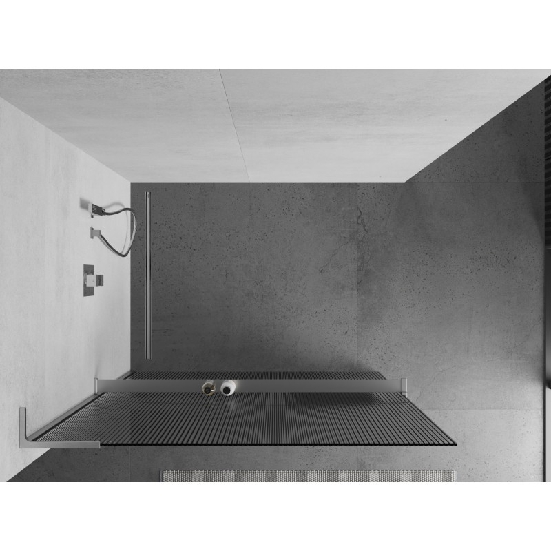 Mexen Kioto+ L dušisein riiuliga Walk-in 110 x 200 cm, triibuline, kroom - 800-110-123-01-09