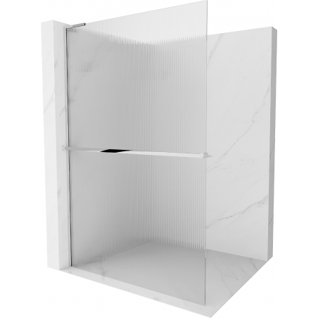 Mexen Kioto+ L douchewand met plank Walk-in 120 x 200 cm, streepjes, chroom - 800-120-123-01-09