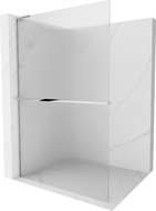 Mexen Kioto+ L Duschwand mit Walk-in Regal 120 x 200 cm, klar, chrom - 800-120-123-01-09
