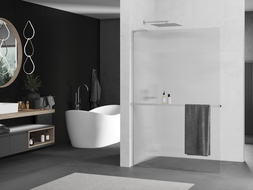 Mexen Kioto+ L Duschwand mit Walk-in Regal 120 x 200 cm, klar, chrom - 800-120-123-01-09