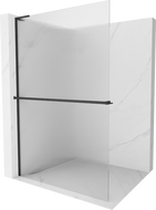 Mexen Kioto+ L Duschwand mit Ablage Walk-in 100 x 200 cm, matt schwarz - 800-100-123-70-09