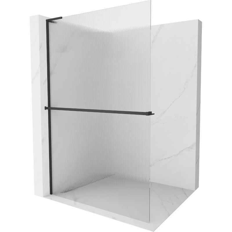 Mexen Kioto+ L Duschwand mit Regal Walk-in 110 x 200 cm, matt, schwarz - 800-110-123-70-09