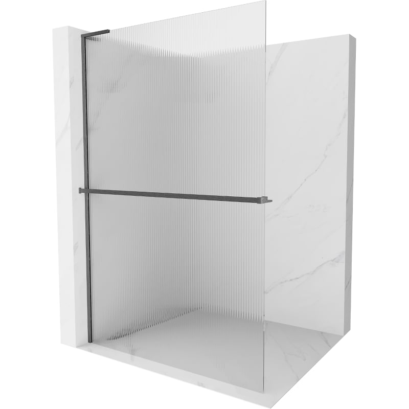 Mexen Kioto+ L dušisein riiuliga Walk-in 80 x 200 cm, triibuline, harjatud püssihall - 800-080-123-66-09