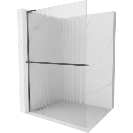 Mexen Kioto+ L dušisein riiuliga Walk-in 80 x 200 cm, triibuline, harjatud püssihall - 800-080-123-66-09