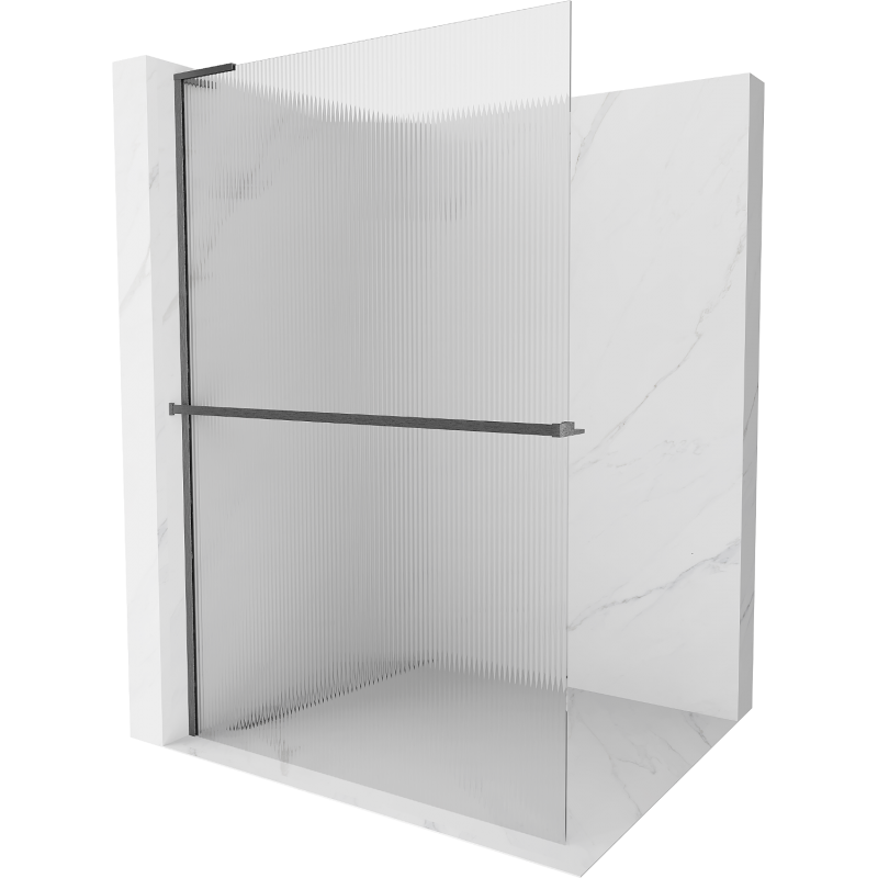 Mexen Kioto+ L Duschabtrennung mit Regal Walk-in 110 x 200 cm, matt, gebürstet gun gray - 800-110-123-66-09