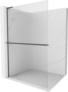 Mexen Kioto+ L Duschabtrennung mit Regal Walk-in 110 x 200 cm, matt, gebürstet gun gray - 800-110-123-66-09