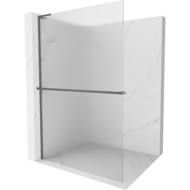 Mexen Kioto+ L Duschwand mit Ablage Walk-in 70 x 200 cm, Streifen, Gun Metal - 800-070-123-95-09