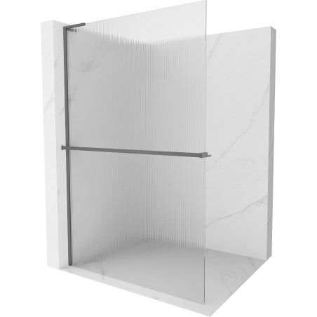 Mexen Kioto+ L paroi de douche avec étagère Walk-in 110 x 200 cm, rayures, gun metal - 800-110-123-95-09