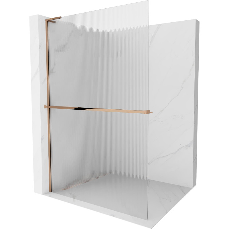 Mexen Kioto+ L dušisein riiuliga Walk-in 70 x 200 cm, triibud, roosa kuld - 800-070-123-60-09