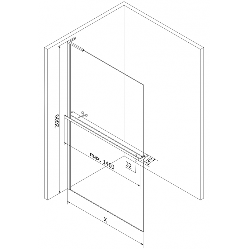 Mexen Kioto+ L tuš stena s polico Walk-in 70 x 200 cm, pruge, zlata - 800-070-123-50-09