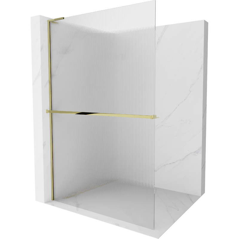 Mexen Kioto+ L pannello doccia con mensola Walk-in 70 x 200 cm, strisce, oro - 800-070-123-50-09