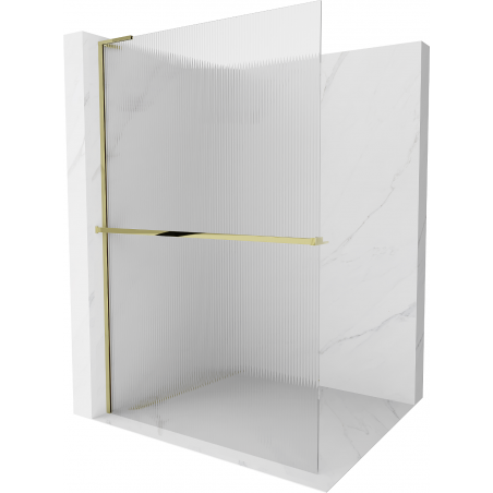 Mexen Kioto+ L duschvägg med hylla Walk-in 80 x 200 cm, randig, guld - 800-080-123-50-09