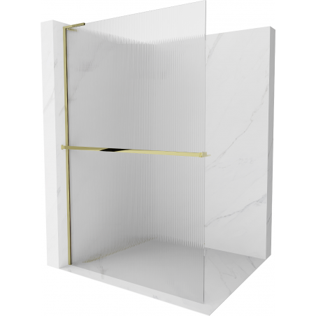 Mexen Kioto+ L Duschwand mit Regal Walk-in 80 x 200 cm, Streifen, Gold - 800-080-123-50-09